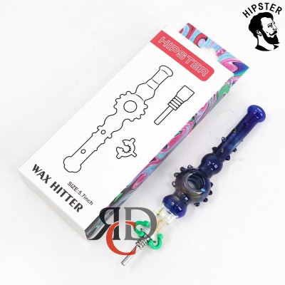 NECTOR COLLECTOR HIPSTER 6 INCH STEAM ROLLER WAX HITTER/ JOINT HOLDER W/ TITANIUM NAIL FOR DIRECT WAX DABBING NCHI06-10MM 1CT